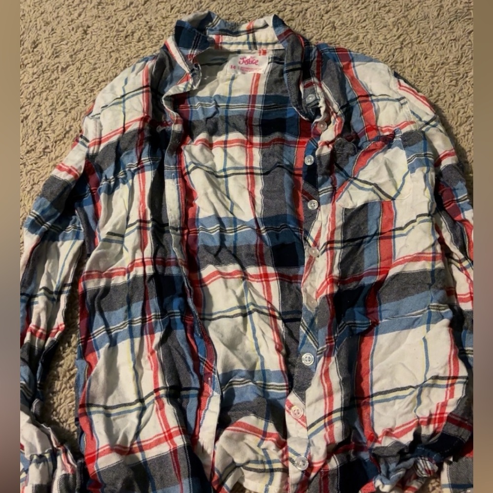Justice Red and Blue Plaid Shirt